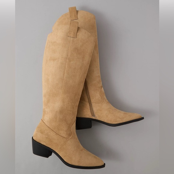 Tan Suede Women's Boots - Picture 2 of 4